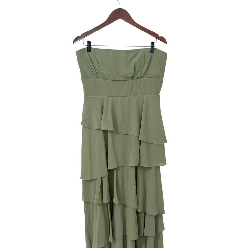 Lulus Gorgeous Essence Sage Strapless Tiered Maxi Dress size Large NWT - Picture 5 of 6